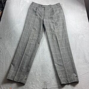 Canali Exclusive Men Gray Glen Plaid Wool Pleated Cuffed Dress Pants IT 52 US 36